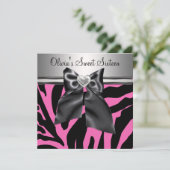 HotPink Zebra Sweet Sixteen Birthday Kaart (Staand voorkant)