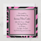 HotPink Zebra Sweet Sixteen Birthday Kaart (Achterkant)