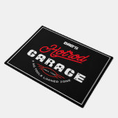 Hotrod Garage Name Red Neon Effect Retro on Black Deurmat (Schuin)