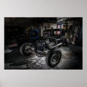 Hotrod in een Poster van de Garage/Druk (Voorkant)