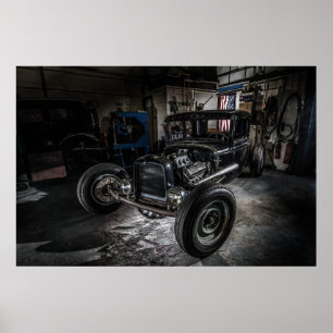 Hotrod in een Poster van de Garage/Druk