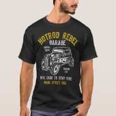 Hotrod Rebel Automotive Nostalgia Old Car Distress T-shirt (Voorkant)