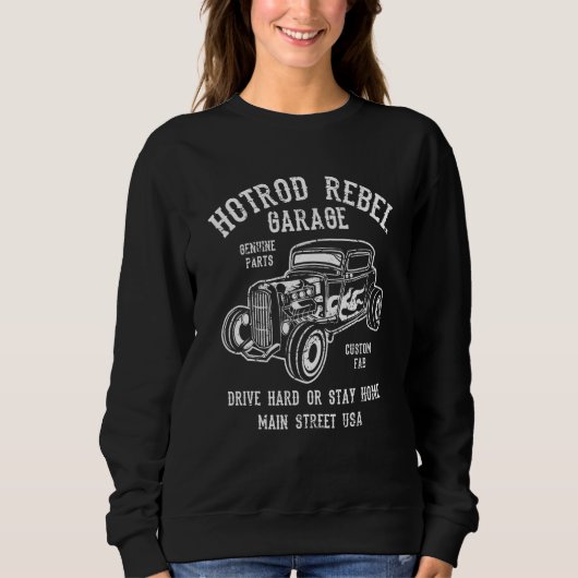 Hotrod Rebel Automotive Nostalgia Old Car Distress Trui (Voorkant)