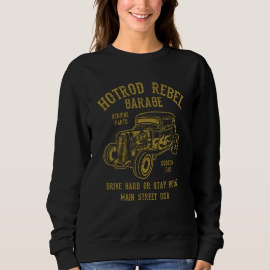 Hotrod Rebel Automotive Nostalgia Old Car Distress Trui (Voorkant)