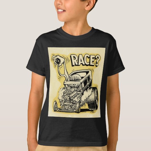 hotrod wil cartoon van het ras t-shirt (Voorkant)
