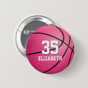 hotroze basketbal voor meisjes ronde button 5,7 cm