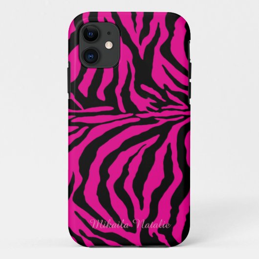 Hotroze en zwarte Zebra Print Phone Case (Achterkant)