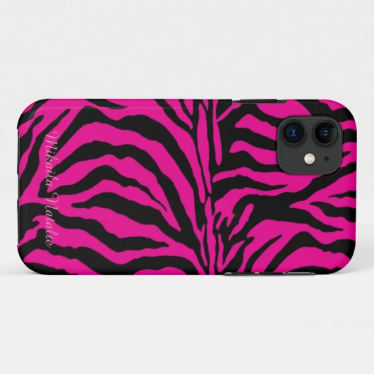 Hotroze en zwarte Zebra Print Phone Case (Achterkant (horizontaal))