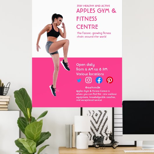 hotroze foto fitnessprogramma persoonlijke trainer poster (Thuiskantoor)