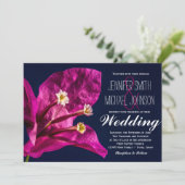  hotroze Fuchsia Flower Wedding Invitations Kaart (Staand voorkant)