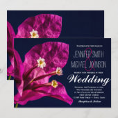  hotroze Fuchsia Flower Wedding Invitations Kaart (Voorkant / Achterkant)