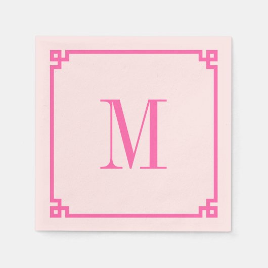 Hotroze Grieks Zeer belangrijk Grensmonogram Servet (Voorkant)