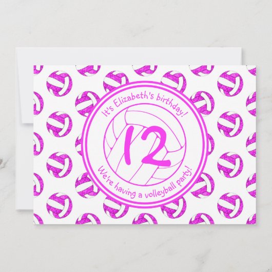 hotroze meisjes aangepaste volleybalverjaardagsfee kaart (Achterkant)