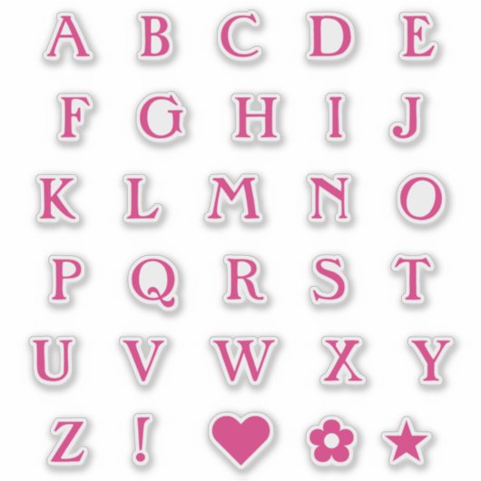 Hotroze Monogram Tekstletters Alphabet Heart Star Sticker (Voorkant)