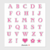 Hotroze Monogram Tekstletters Alphabet Heart Star Sticker (Vel)