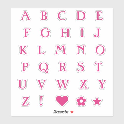 Hotroze Monogram Tekstletters Alphabet Heart Star Sticker (Vel)