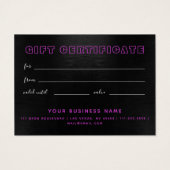 Hotroze Neon Sign Business Cadeaubon Visitekaartje (Achterkant)