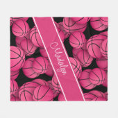 hotroze zwarte gepersonaliseerde meisjes basketbal fleece deken (Voorkant (Horizontaal))