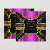 hotroze zwarte goudfeest 2 kaart (Voorkant / Achterkant)