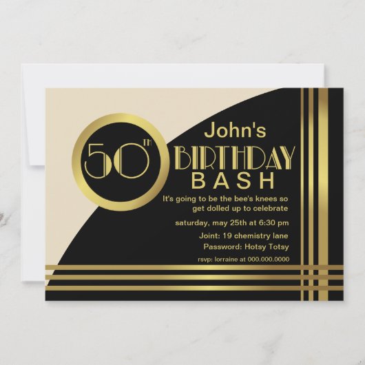 Hotsy Totsy 1920s Style 50th Birthday Party Invite Kaart (Voorkant)