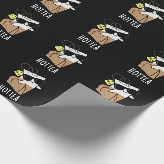 Hottea Funny Hot Tea Pun Dark BG Cadeaupapier (Hoek)