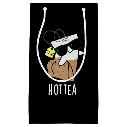 Hottea Funny Hot Tea Pun Dark BG Klein Cadeauzakje (Voorkant)