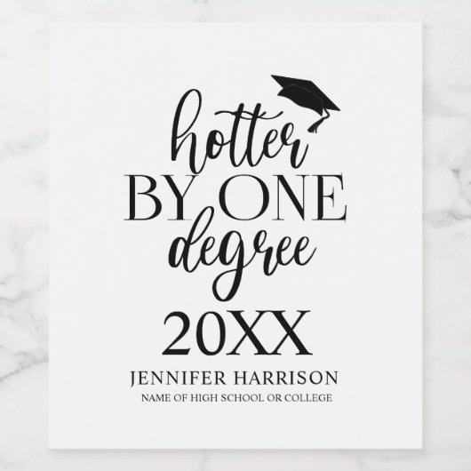 Hotter in één graad | Afstuderen Wijnlabel Wijn Etiket (Enkel label)