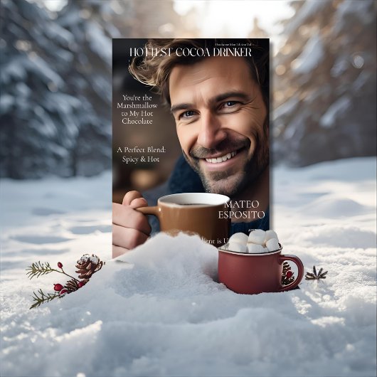 Hottest Cocoa Drinker Magazine Cover Feestdagenkaart