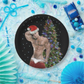 Hottest Hunk-kerstfeest in Buff Papieren Bordje (Feest)