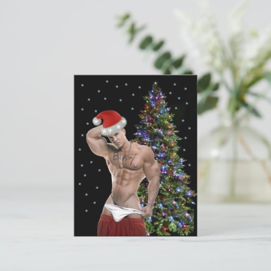 Hottest Hunk-kerstkaart Briefkaart (Staand voorkant)