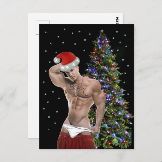 Hottest Hunk-kerstkaart Briefkaart (Voorkant / Achterkant)