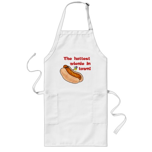 Hottest Wienie in Town Hot Dog BBQ Apron Lang Schort (Voorkant)