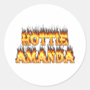 Hottie Amanda vuur en vlammen. Ronde Sticker