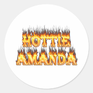 Hottie Amanda vuur en vlammen. Ronde Sticker