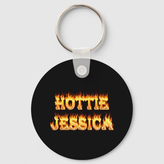 Hottie Jessica vuur en vlammen. Sleutelhanger (Voorkant)