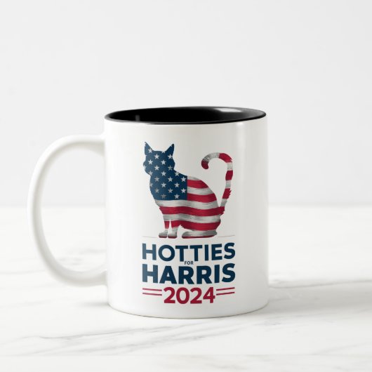 Hotties voor Harris 2024 Cat Ladies Kamala Harris Tweekleurige Koffiemok (Links)