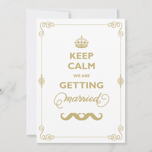 Hou Calm 2 Mustache Classic  Gay Wedding Kaart (Voorkant)