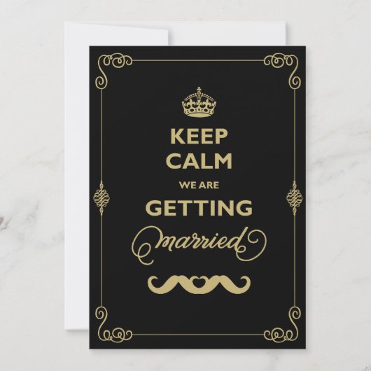 Hou Calm 2 Mustache Classic Gay Wedding Kaart (Voorkant)