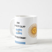 Hou Calm Argentina & Funny Text, Argentijnse vlag Koffiemok (Voorkant links)