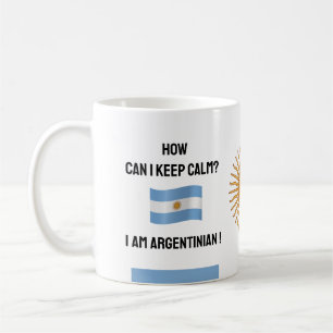 Hou Calm Argentina & Funny Text, Argentijnse vlag Koffiemok
