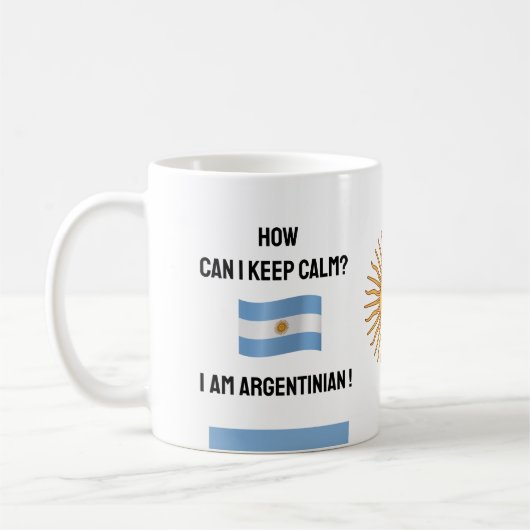 Hou Calm Argentina & Funny Text, Argentijnse vlag Koffiemok (Links)