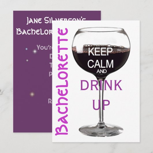 Hou Calm Bachelorette drinken Kaart (Voorkant / Achterkant)