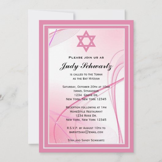 Hou Calm Bat Mitzvah Girl Invitation Kaart (Voorkant)