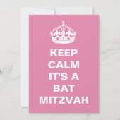 Hou Calm Bat Mitzvah Girl Invitation Kaart (Achterkant)