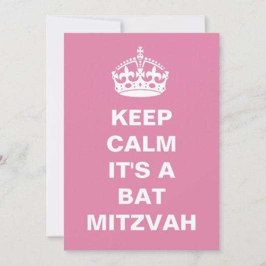 Hou Calm Bat Mitzvah Girl Invitation Kaart (Achterkant)