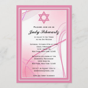 Hou Calm Bat Mitzvah Girl Invitation Kaart