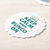 Hou Calm Bunco op Retro Funny Dice Blue Kartonnen Onderzetters (Gekanteld)