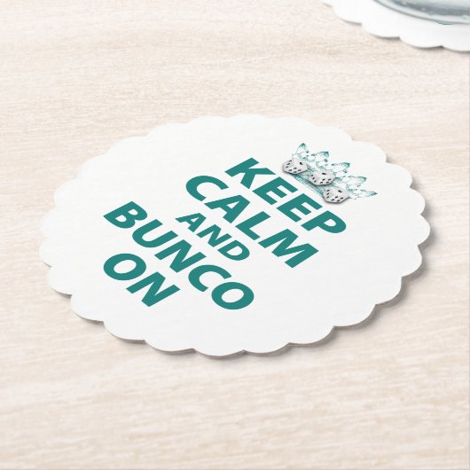 Hou Calm Bunco op Retro Funny Dice Blue Kartonnen Onderzetters (Gekanteld)