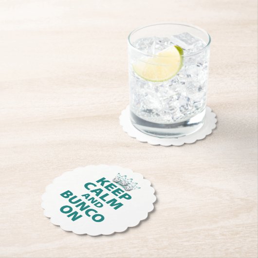 Hou Calm Bunco op Retro Funny Dice Blue Kartonnen Onderzetters (Insitu)