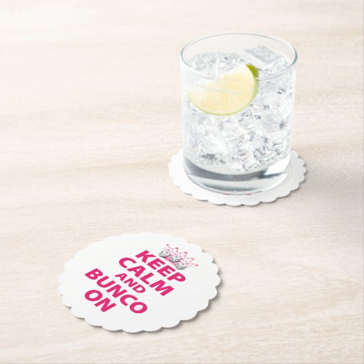 Hou Calm Bunco op Retro Funny Dice Kartonnen Onderzetters (Insitu)